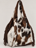 Fringe Oval Cut Cowhide Brown